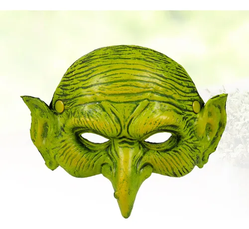 Máscara De Bruja De Media Cara Verde Para Fiesta De Disfrace