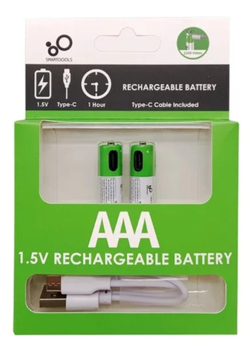 Batería Pila Aaa Recargable Usb 750wmh 1200 Ciclos 1.5 V