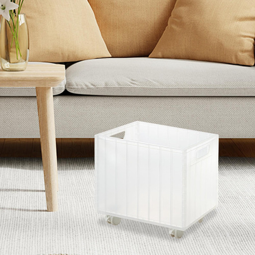 Caja De Almacenamiento De Libros Apilable Con Ruedas, Claro