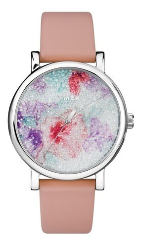Reloj Timex Tw2r84300 Crystal Bloom Rosa / Blanco Con Correa