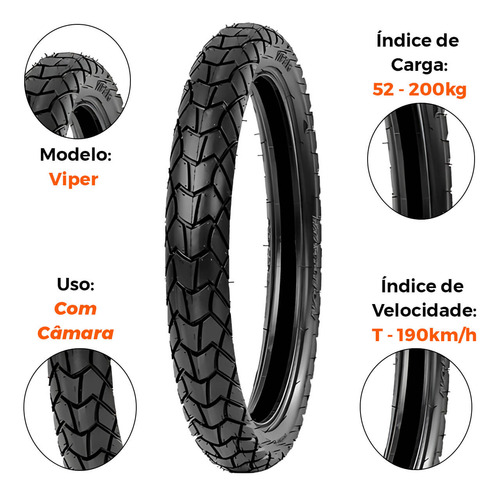 Kit Pneu Nxr 125 Bros 90-90-19 + 110-90-17 C/ Câmara Maggion