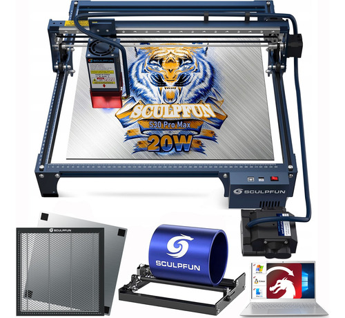Sculpfun S30 Pro Max Grabador Láser+rodillo+panel+lightburn