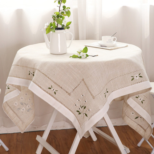 Mantel Elegante Mantel Rectangular Bordado A Mano