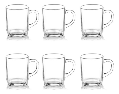 Taza De Vidrio Café Capuchino Transparente Pack X 6