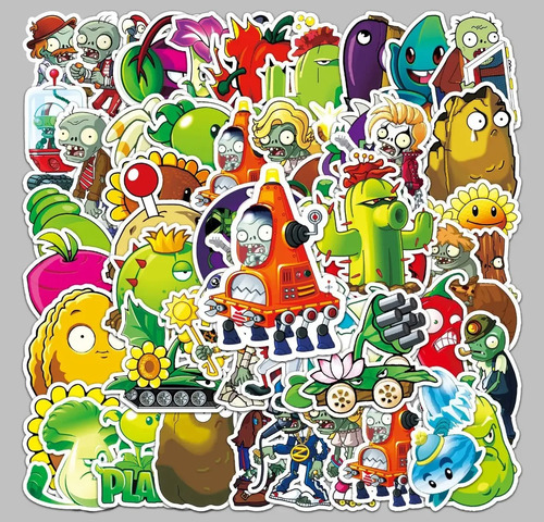Stickers Plantas Vs Zombie X50 Autoadhesivos Vinilos