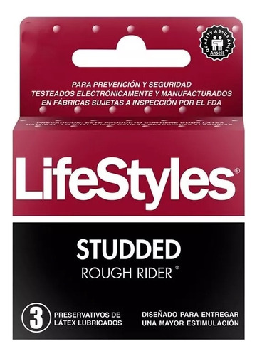 Lifestyles Preservativos Studded Rough Rider 3 Uds