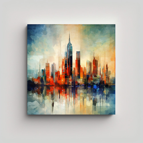 50x50cm Cuadro Abstracto Floral La Ciudad De Nueva York