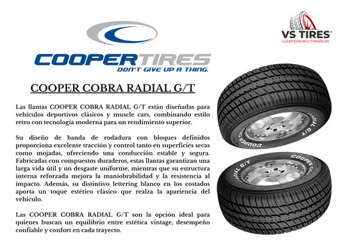Llanta 235/60r15 98t* Cooper Cobra Radial G/t Auto Pasajero