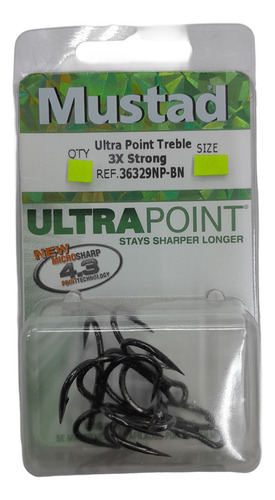 Anzuelo Triple Mustad #1 36329 Np Bn X 5un 3x Strong Point