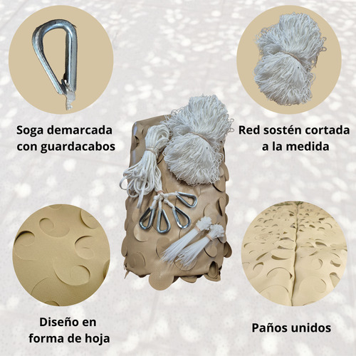Media Sombra Camuflaje 4,50 X 4 M Con Kit Techo Pergola Deco Verde