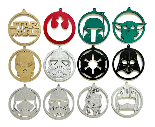 Imagen 2 de 6 de 12 Esferas Navideñas Temática Star Wars Baby Yoda Mandaloria