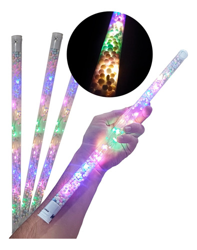  7 Varitas Transparentes Led Multicolor Cotillon Carioca