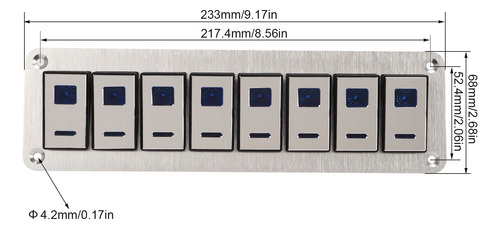 Panel De Interruptores Basculantes, 8 Bandas, 1224 V, 5 Pine