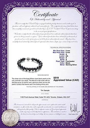 Kaitlyn Black 8-9mm Una Pulsera De Perlas Cultivadas De 925