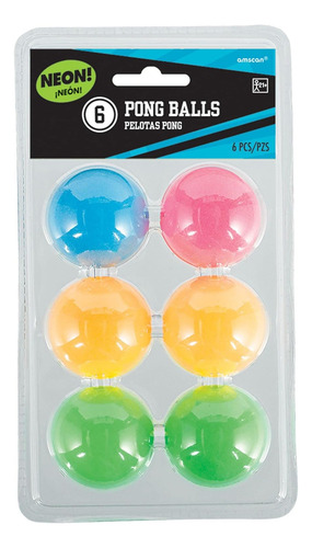 Pelotas De Pong De Neón Vibrantes, 1.5 (paquete De 6), Calid