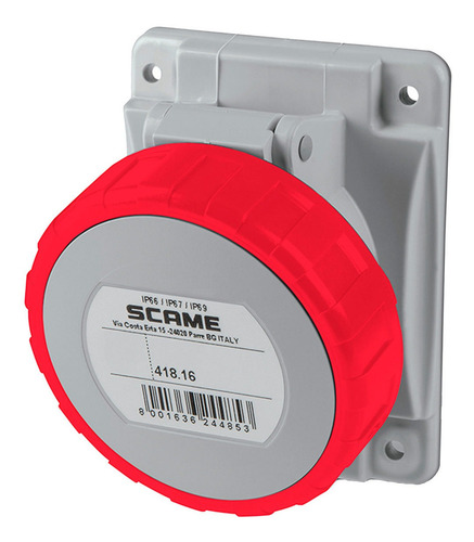 Toma Embutir Industrial Scame Optima 16a 3p+t Ip67