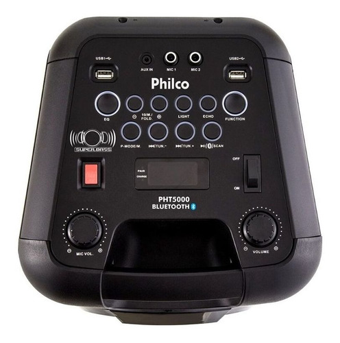 Caixa De Som Amplificada Subwoofer Mp3 Philco 2 Microfones