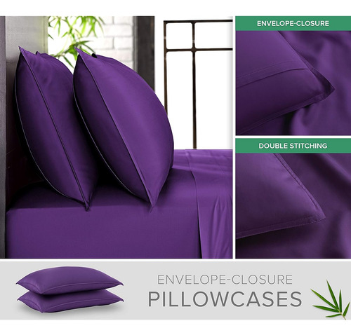 Juego De Sabanas King De Pure Bamboo Color Purpura