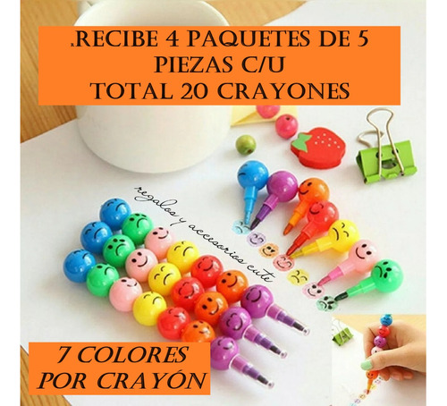 Crayones Tipo Pluma Smile Kawaii Colores De Bolitas (set 4)