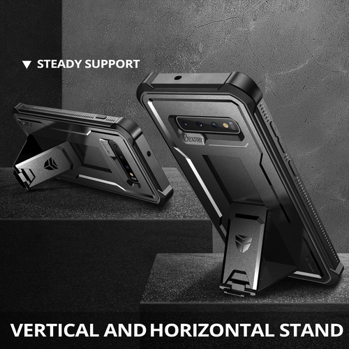 Funda Dexnor Para Samsung Galaxy S10 Plus, Protector De Pantalla Y Soporte Integrados, Funda De Protección De Grado Militar