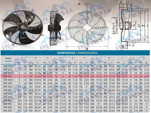 Motor Ventilador Axial 10 Pulgadas 220v Axf-250 100vrd