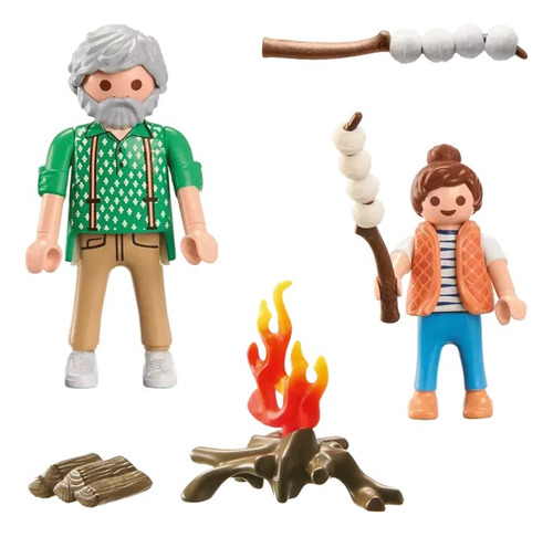 Playmobil Abuelo Nieta Comiendo Malvaviscos Fogata 71513 Malvaviscos En La Fogata