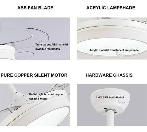 Ventilador De Techo Con Aspas Retractiles Luz Led Oryx 10.7 Cm 50 Hz/ 60 Hz Plateado Transparente Plástico 4
