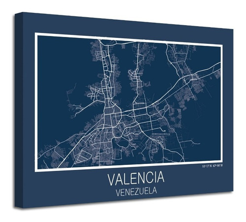 Cuadro Valencia Venezuela Mapa Lienzo Decorativo Foto Canvas