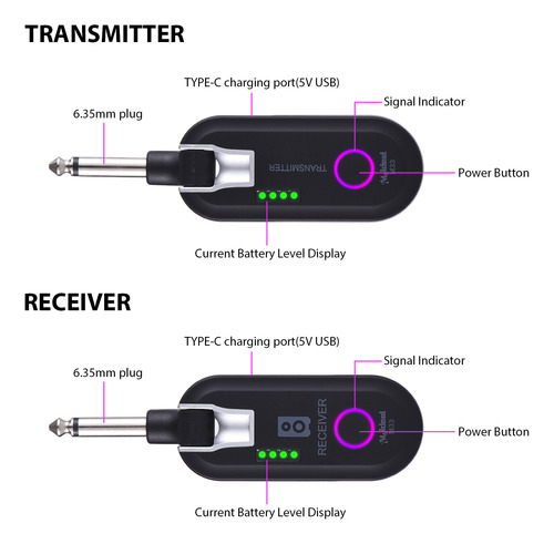Sistema Inalámbrico Transmisor Y Receptor De Guitarra De 2,4