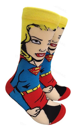 Calcetines Super Girl Dc Comics Unisex + Iman Refri Regalo