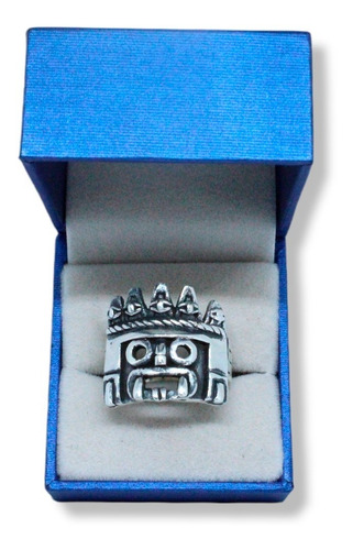 Anillo Dios Azteca Tlaloc Plata Maciza 925  Hombre Mujer