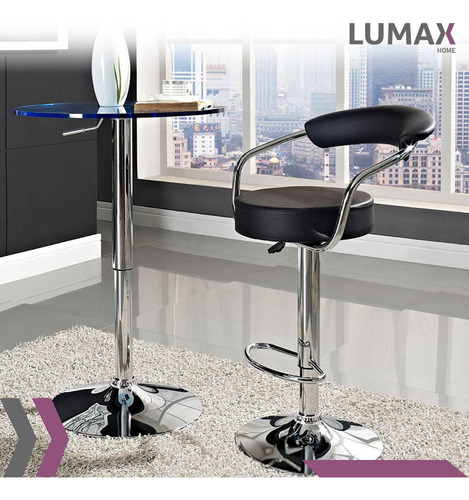 Taburete Banqueta Kai Para Bar Con Altura Regulable Moderno Color Negro