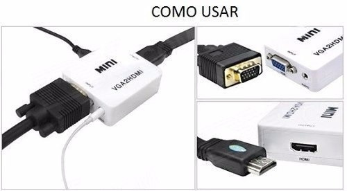 Imagem 4 de 4 de Conversor Adaptador Hdmi P/ Vga Com Saida De Audio Cabo P2