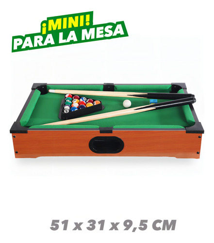 Juego De Pool Mini Portatil Con Bolas + Triangulo + Palos