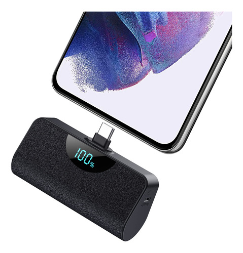 Cargador Pequeño Usb C Color Negro Con Pantalla Lcd