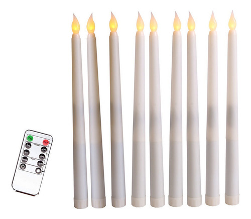 12 Velas Largas, Candelabro Led, Llama Oscilante
