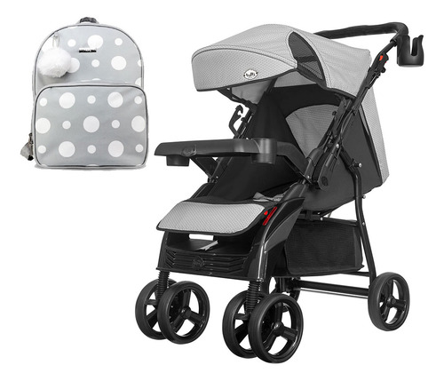 Carrinho De Bebê Nivo Preto Até 15 Kg E Mochila Maternidade