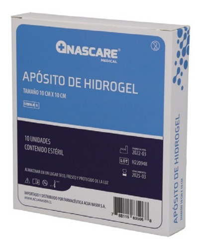 Apósito Hidrogel 10cmx10cm  Caja 10 Unidades - Zona Medica