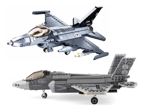 Set Presente Y Futuro Fach Avion F-16& F-35, Compatible Lego