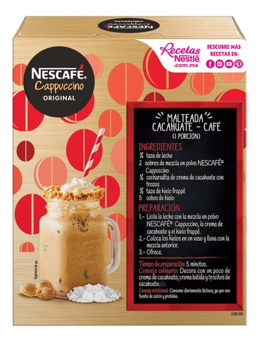 Café Soluble Nescafé Cappuccino Original 6 Sobres De 20gc/u