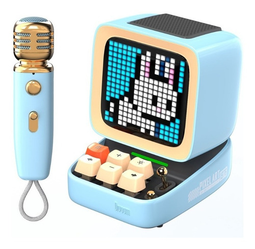 Parlante Bluetooth Con Micrófono Divoom Ditoo Pc Retro Pixel Color Celeste