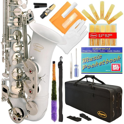 Saxofón Alto Blanco Lazarro Con Funda Y Accesorios ( (u70q)