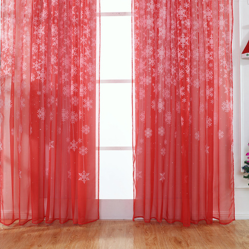 Cortina De Tul Para Ventana, Diseño De Copos De Nieve, 1 Pie