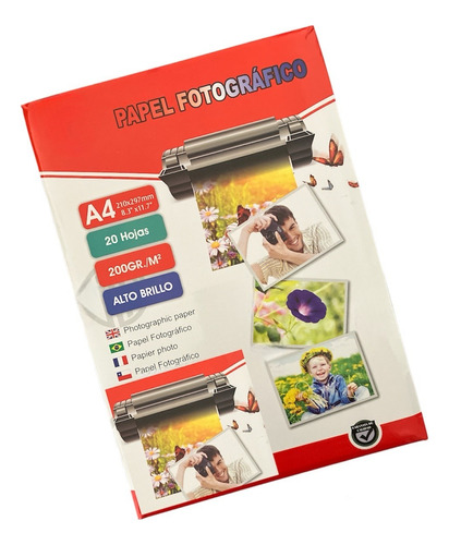 Papel Fotografico A4 200gr Alto Brillo / Glossy (20 Hojas)