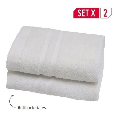 Set X2 Toallas Antibacteriales 40x70 Cm 400 Gr Blanco