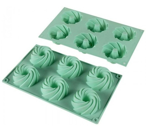 Molde Silicon Mini Bundt Cake Espiral 6 Cavidades