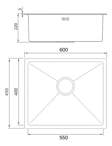 Bacha Simple Pileta De Cocina Acero Hausar Essenz 60x45 Satinado Cepillado