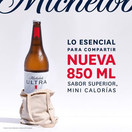 Cerveza Michelob Ultra 12 Botellas De 850ml Baja En Calorias
