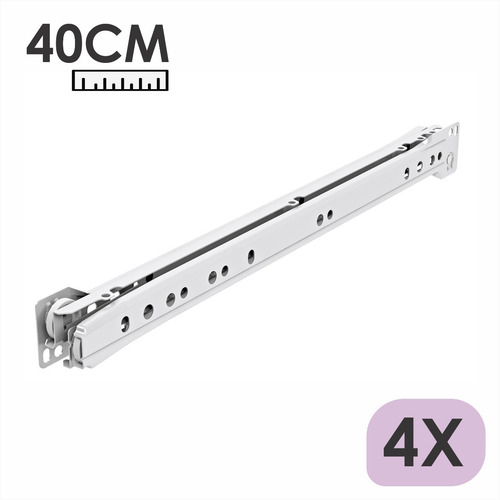 Imagem 1 de 4 de Kit 4 Par Corrediça De Gaveta 40cm Com Parafusos - 4 Gavetas