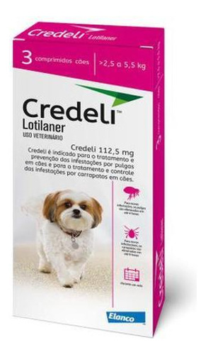 Credeli Antipulgas E Carrapatos Cães 2,5-5,5 Kg 3comprimidos